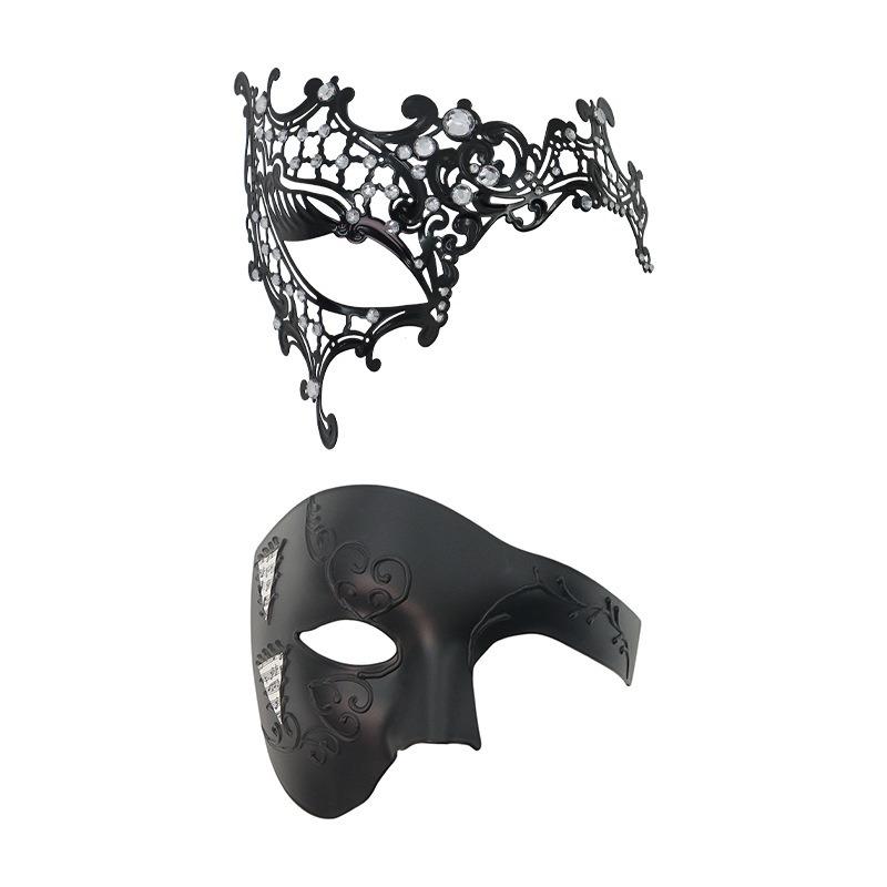 Venetian Carnival Half Face Mask, Rhinestone Phantom of the Opera One-Eye Mask for Couples & Masquerade Party
