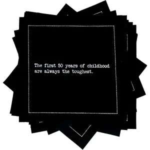 Funny 50th Birthday Quotes Black Cotton Cocktail Napkins 50 Luxury Disposable Beverage Napkins with Witty Bar Quotes for Parties, Bars, Weddings & Game Nights