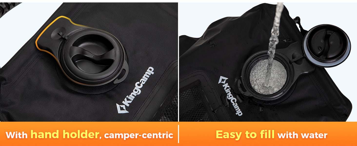 KingCamp Solar Shower Bag, Leak-Proof Design Camping Shower Bag with Thermometer, Removable Hose & Switchable Shower Head, 5 gallon/20L