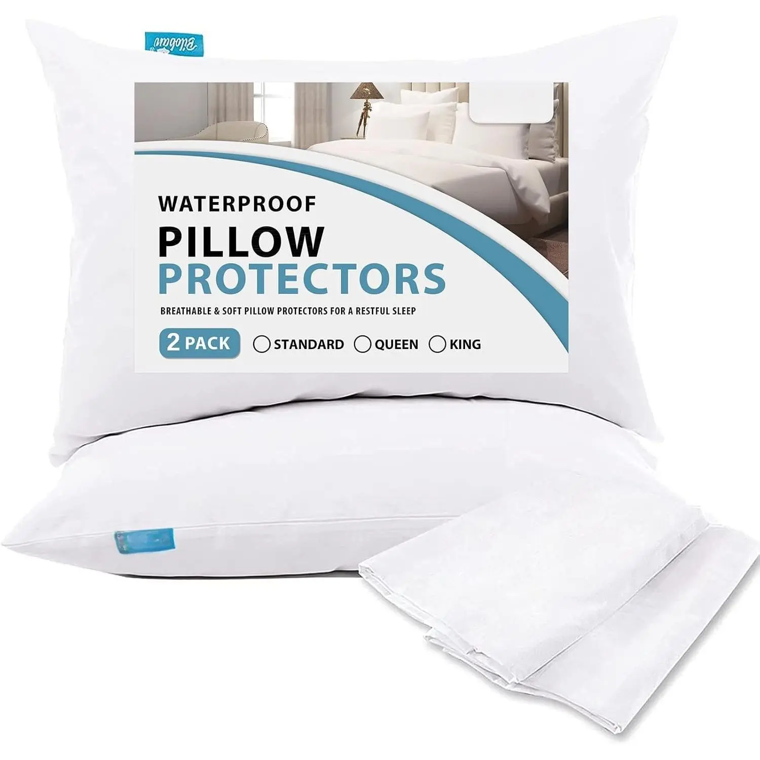 Pillow Protector   & Noiseless Pillow Cover Pillow Protectors with Zipper Standard Size 2 Pack 20 x 26 Inches Pillow Cases Machine Washable