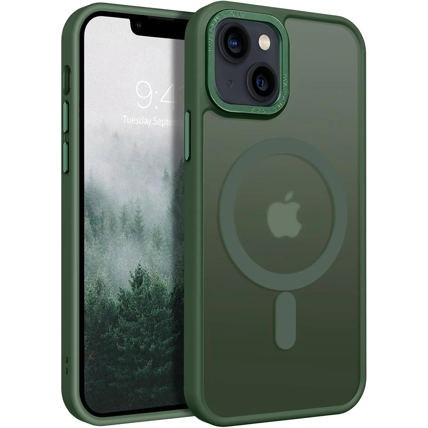BENTOBEN for iPhone 13 Mini Phone Case, iPhone 13 Mini Case [Compatible with Magsafe] Translcent Matte Magnetic Slim Thin Shockproof Women Men Protective Cover for iPhone 13 Mini 5.4", Forest Green