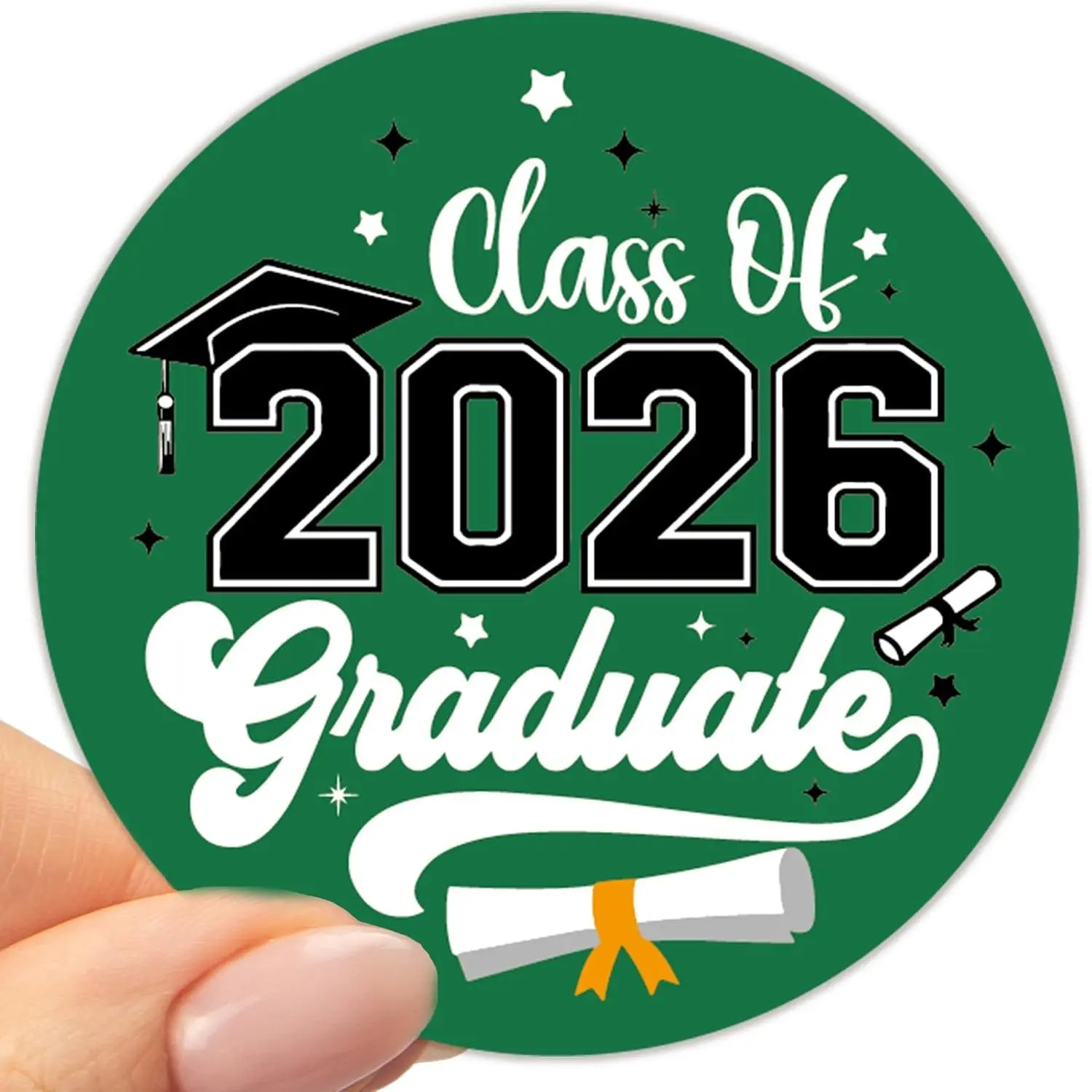 Graduation Stickers Class of 2026, 50 Pack Green Graduation Envelope Seals, Stickers 2 inch for Envelope   Bags Scrapbooking Grad Cap, Grad Party Decorations
