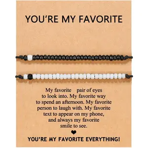 Morse Code Bracelets String Inspirational Bracelets Gifts for Couples Mom Daughter   Adjustable bracelets with Black White Beads for Women Men