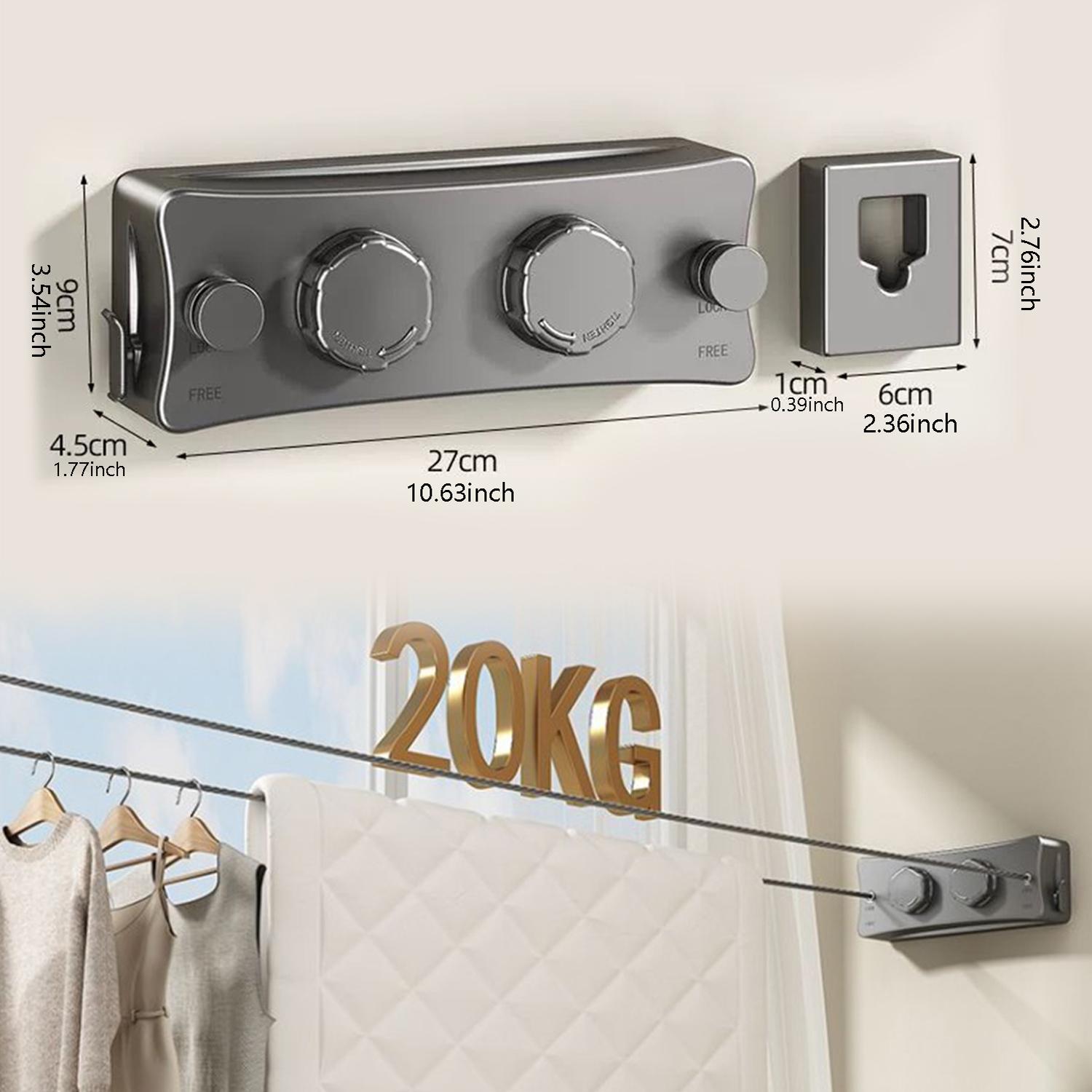 Stainless Steel Retractable Clothesline, 1 Count Household Invisible Wall Mounted Clotheslines, Storage, Sun-dry, Balcony Drying Drying Rack, Adjustable Heavy-duty Clothesline for Home, Hotel, Summer Gift#TOP PICKS