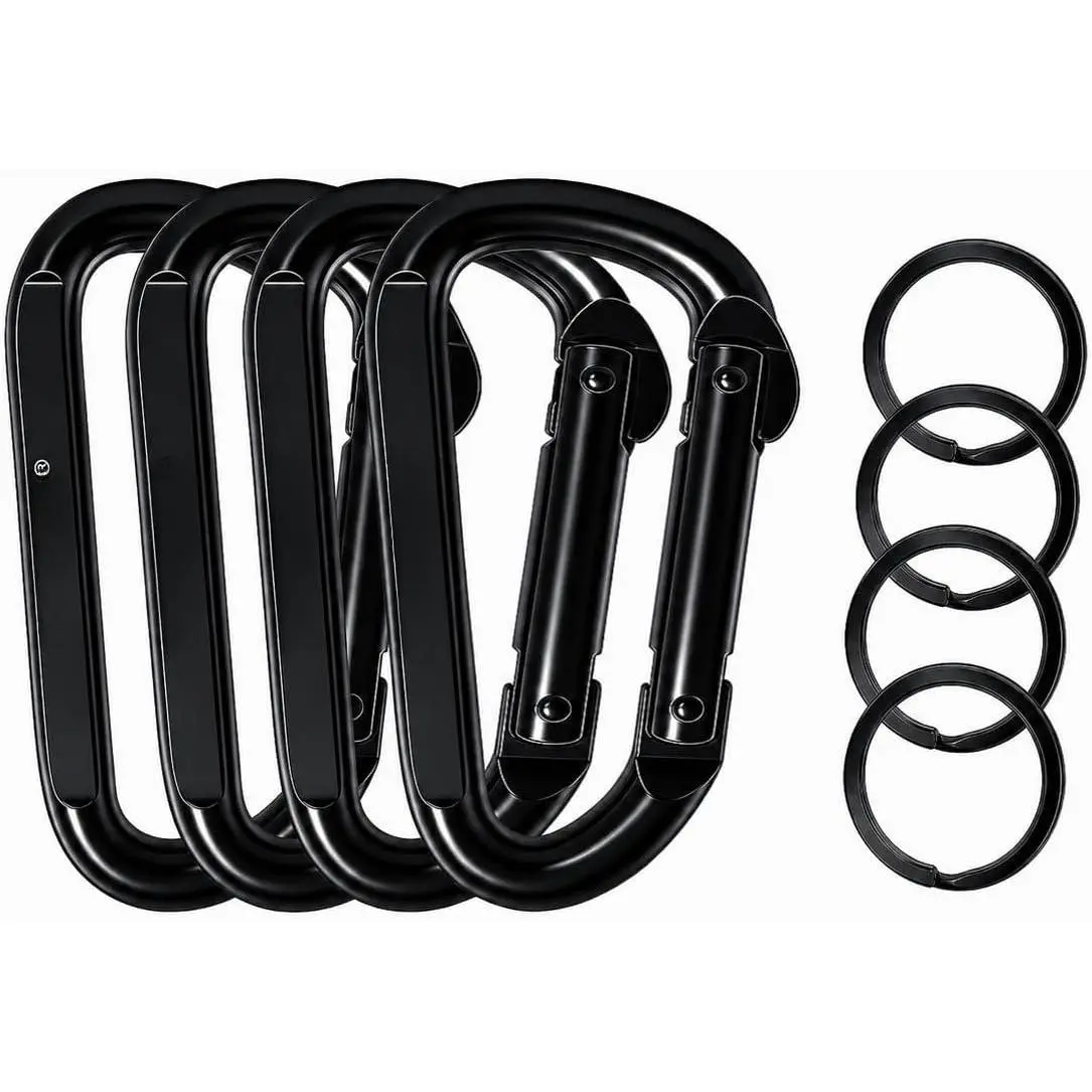 Heavy Duty Carabiner Clips, 3" Spring Hook with Key Rings for  Machine | Camping Gear Hook, Gym Equipment Connector, Swing & Hammock Attachment, Rust & Salt  Resistant, Not for Climbing