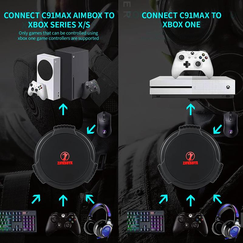 C91 AimBox Keyboard Mouse Adapter for PS4/Xbox/Switch | 0.8ms Ultra-Low Latency MnK Converter | Plug & Play FPS/Apex Legends/RTS Gaming for Warzone/R6 Siege | Dual-Chip Stability