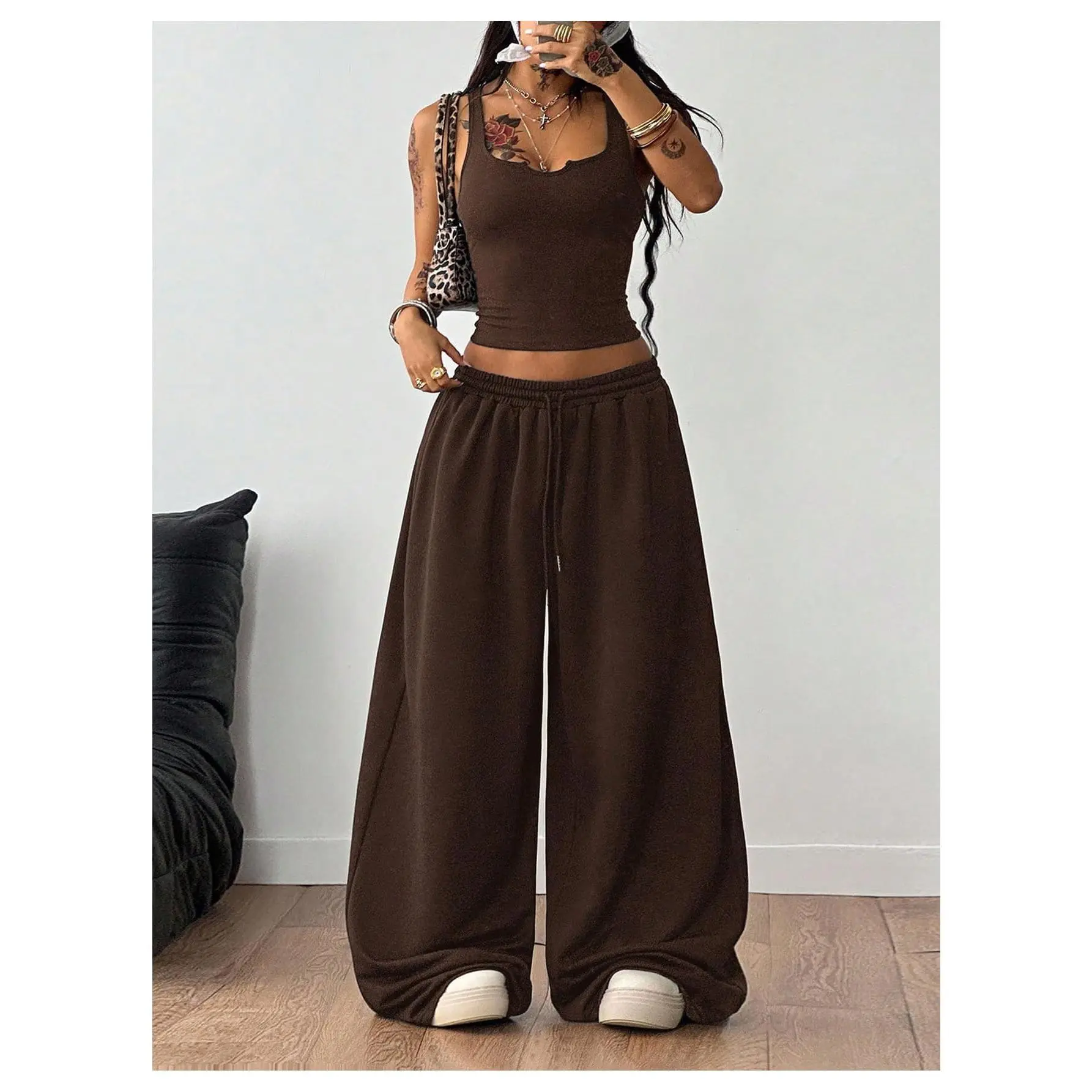 Pant Sets 2 Piece Outfits Tank Tops with Wide Leg Pants, Streetwear Summer Outfits