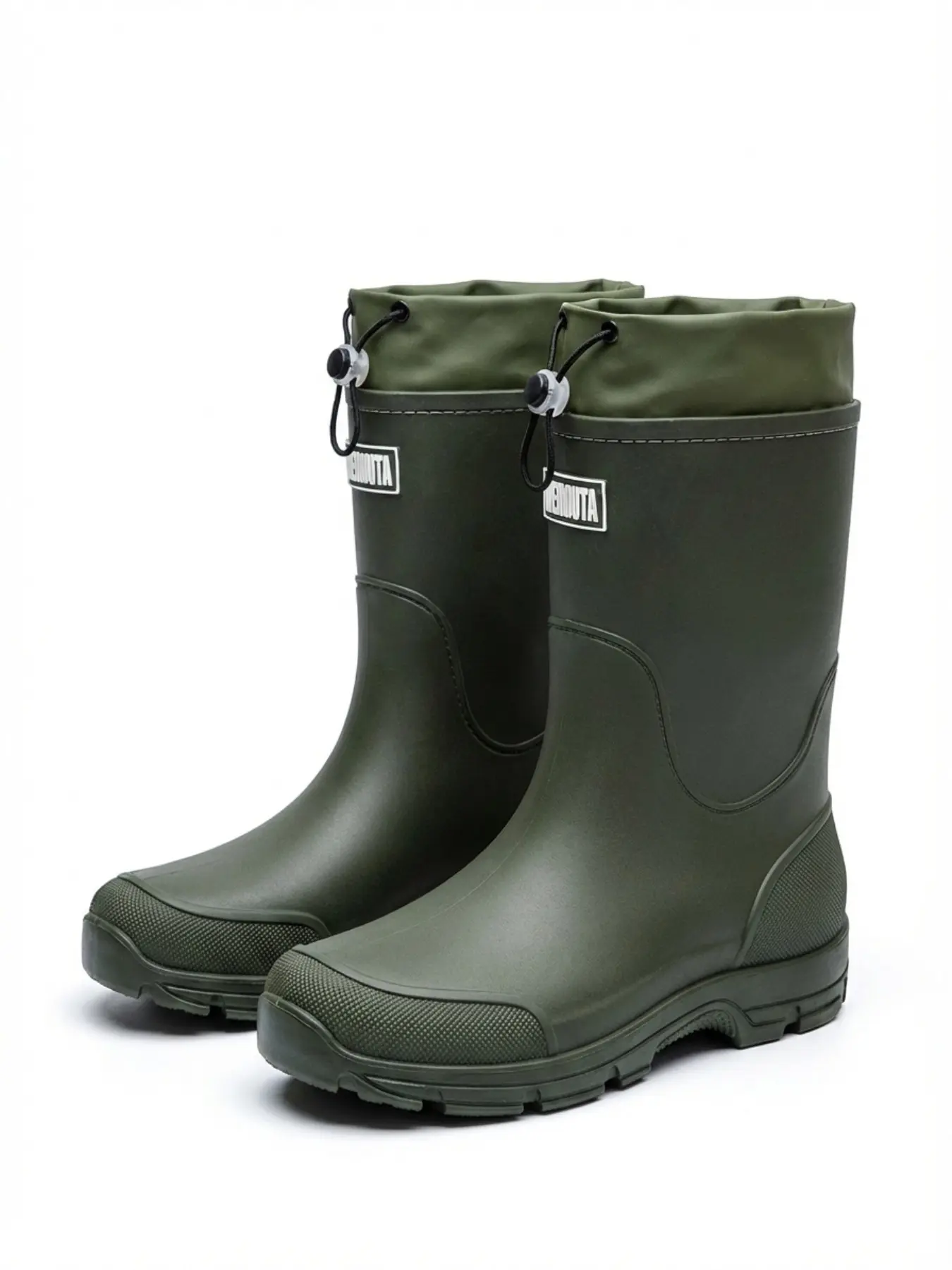 Unisex Mid-Calf Rain Boots, Adjustable Drawstring, Waterproof PVC, Non-Slip Sole, Ideal for Gardening, Hiking, Commuting, Daily W, Rain Shoes