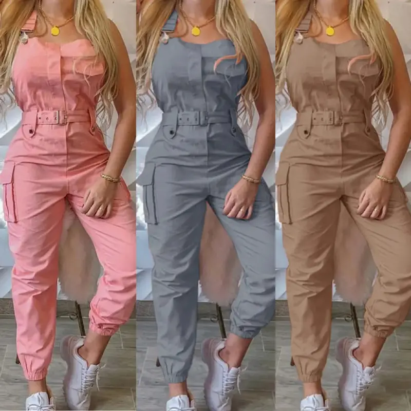 Women's work overalls, waistband, sleeveless overalls, simple leggings