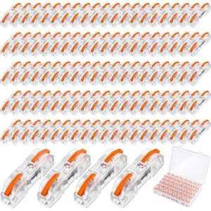 100 Pcs 1 to 1 Inline Compact Splicing Electrical Connectors 1 Conductor Lever for Quick Circuit Wiring, Fit 28-12 AWG Wires