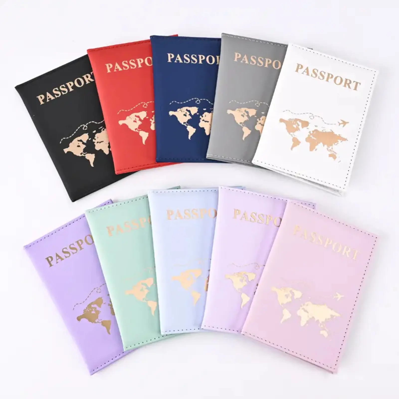 Rose Gold Map Passport Holder RFID Blocking Travel Wallet High Capacity Passport Case Cute Pastel Protector Airport Cruise Birthday Gift,summerwins