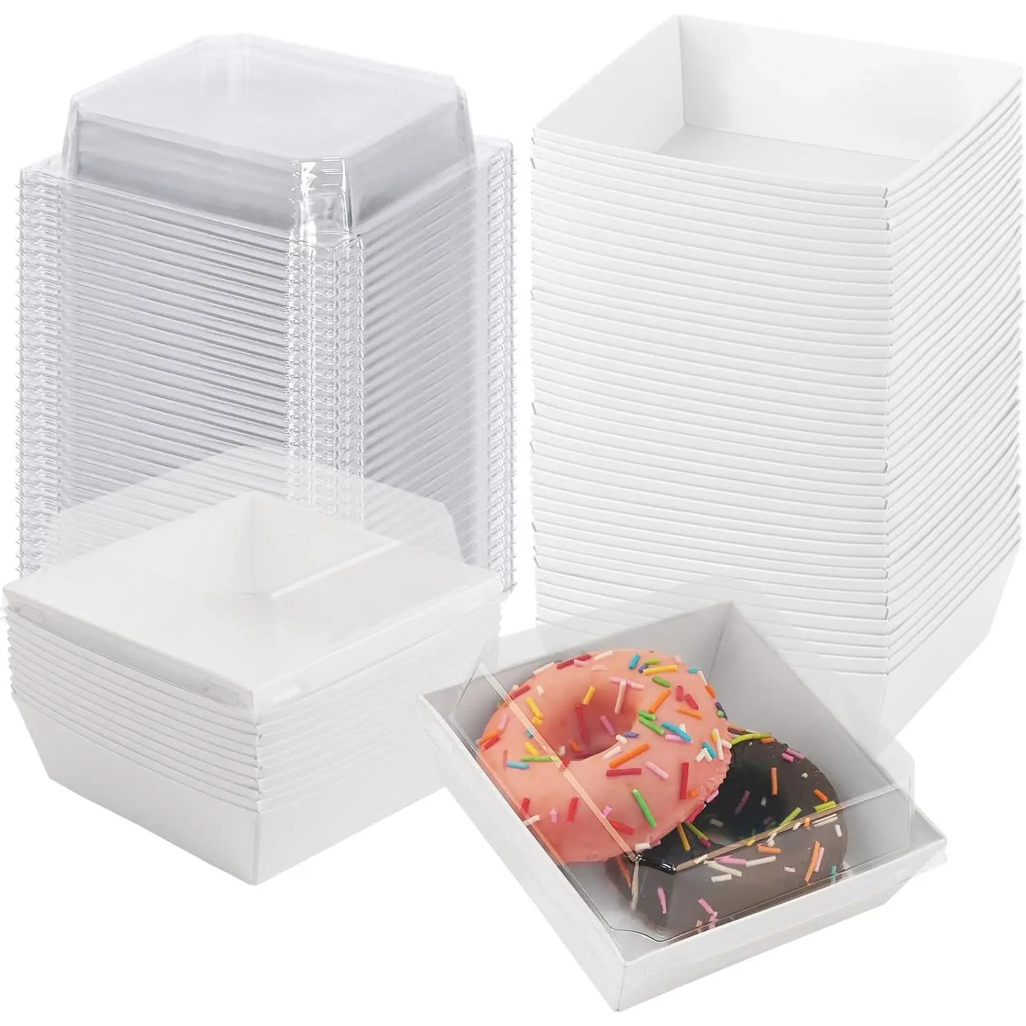 50 Pack Small Charcuterie Boxes with Clear  - Disposable  Containers, 5Inch Dessert Boxes for Presenting and Transporting an  of Meats, Cheeses, Fruits and Other Delicacies.