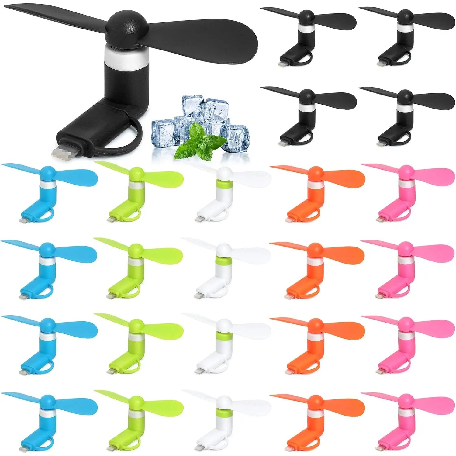 24 Pack Phone Fan Bulk, 2-in-1 Portable Mini Cell Phone Fan Compatible for , iPad, Android Smartphone, Tablet - Colorful and  Cell Phone Summer Accessories