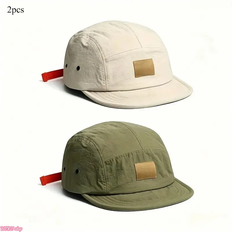 [SummerWins]2pcs  Vintage Japanese Streetwear Snapback Cap | Retro Hip-Hop Duckbill Hat for Men | Breathable Quick-Dry Polyester | Lightweight Non-Stretch Baseball Cap | Urban Fashion Accessory