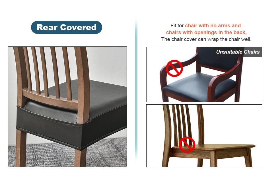 NILUOH Waterproof Seat Covers for Dining Room Chairs Set of 4, Pu Leather Chair Seat Slipcovers Dining Chair Cover Removable Washable Chair Protctor Cover, Rear Covers (PU-Coffee) NILUOH Waterproof Seat Covers for Dining Room Chairs Set of 4, Pu Leather Chair Seat Slipcovers Dining Chair Cover Removable Washable Chair Protctor Cover, Rear Covers (PU-Coffee)