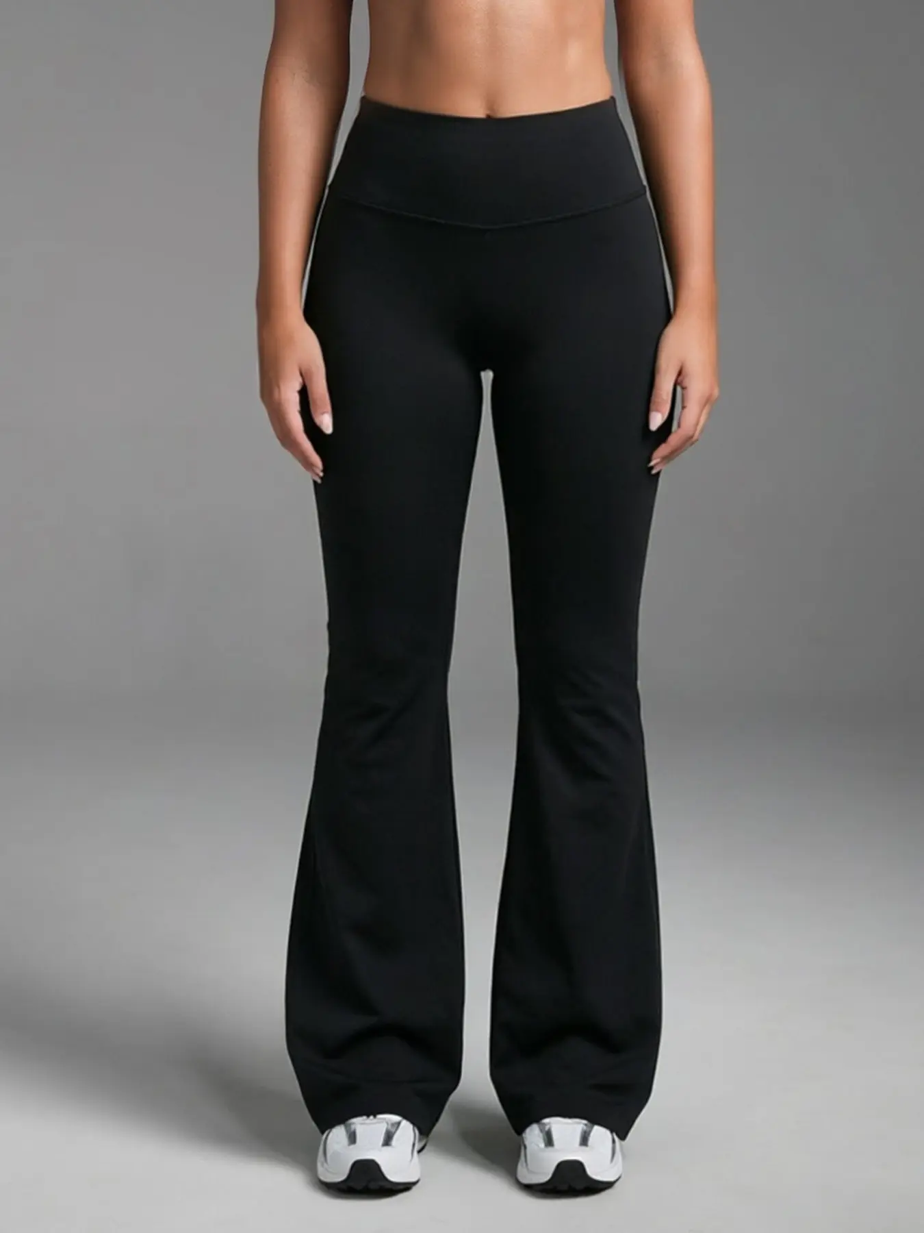 Women's Sport Casual Long Pants, High-waisted Tummy Control Butt Lifting Slim Fit Solid Color Flare Leggings, High Rise Leggings, for Yoga, Training, Gym and Daily Wear, High Waist Sportswear, Butt Shaping Leggings
