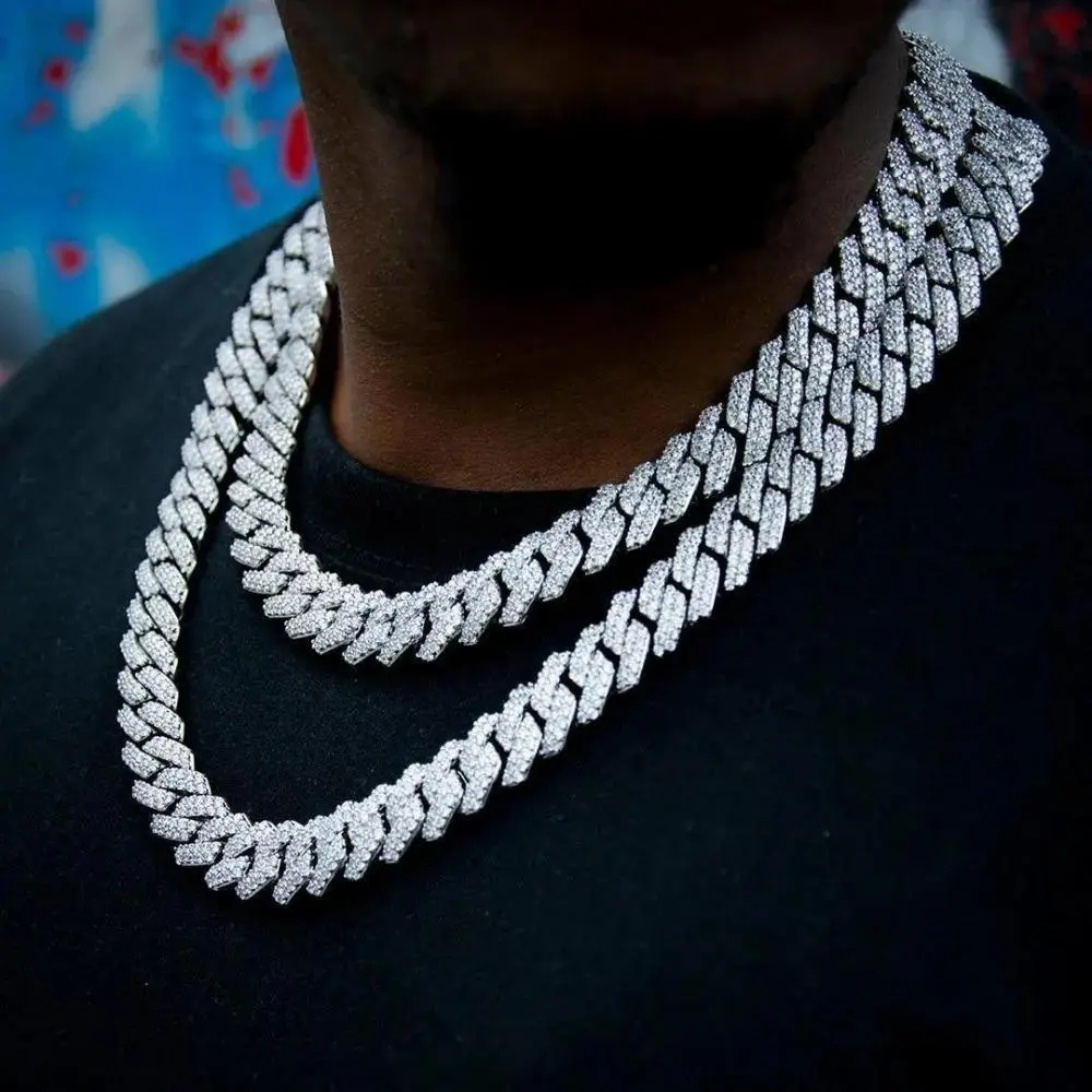 Sparkling Iced Out Cuban Chain Necklace, 2026 Trendy Hip Hop Geometric Bag Charm, Multi-Size Cuban Links, Men's Hip Hop Streetwear Jewelry, Ideal for Daily Wear & Gifting