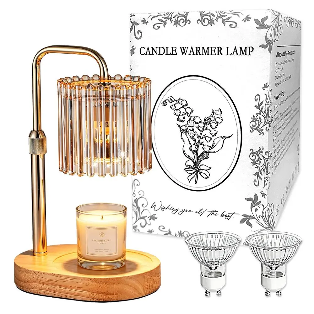 Melting Aroma Candle Lamp, Convallaria Decor Lamp, Adjustable Height Timer Function, Comes with 2 Bulbs Packed, Flameless Scent Lamp for Apartment Bedroom Bathroom Decor
