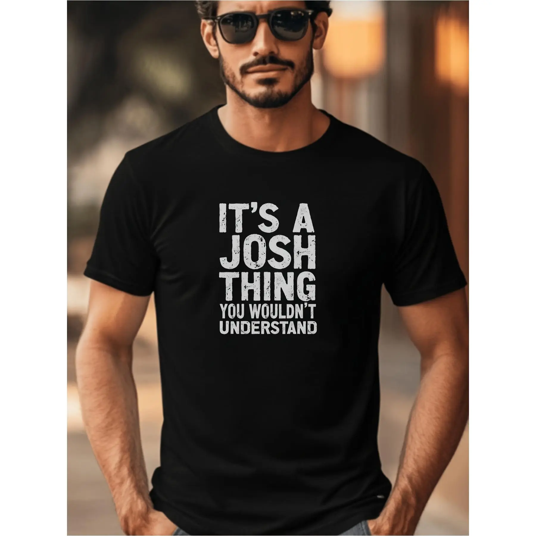 Men's "It's A Josh Thing You Wouldn't Understand" Graphic T-Shirt - Casual Short Sleeve Round Neck Tee with Slogan Print, Machine Washable Comfortable Casual Attire Suitable for Seasons & Outdoor Streetwear for Men