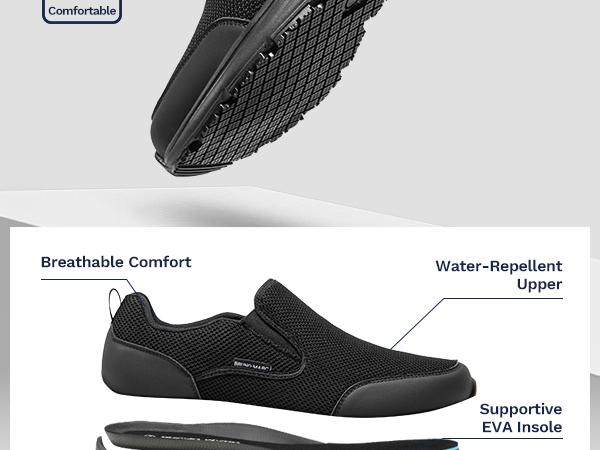 Bruno Marc Men's Work Shoes Non Slip Shoes, Slip-on Lightweight Restaurant or Food Service Loafers