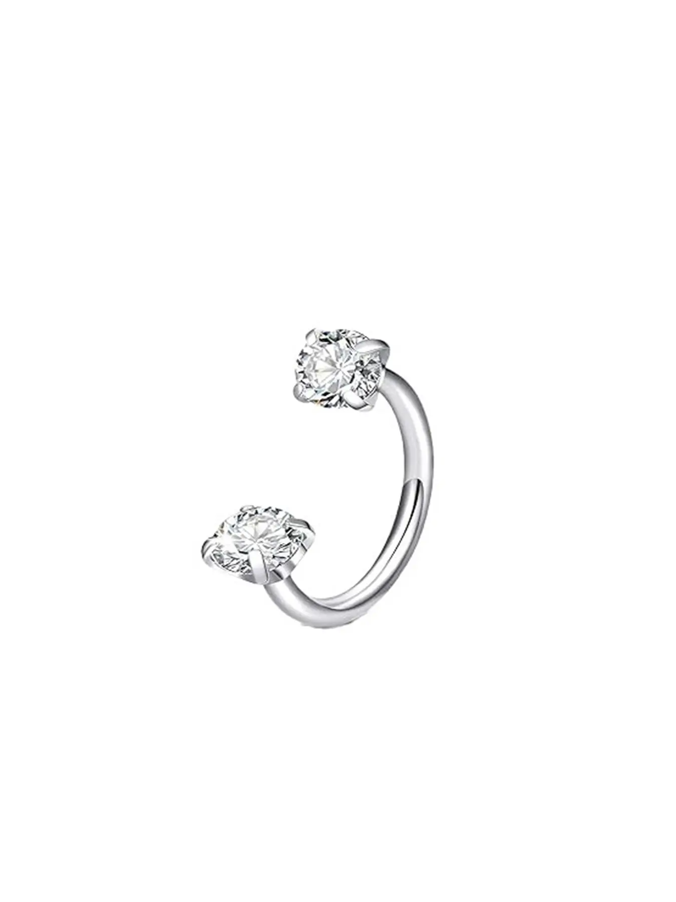 1/3pcs 18g Horsehoe Nose Ring for Women, Dual Gemstone Horsehoe Nose Ring, Nostril Nose Ring, Nose Rings Hoops, Surgical Steel Silver Ear Bone Spiral Earring, Small Nose Piercing Jewelry