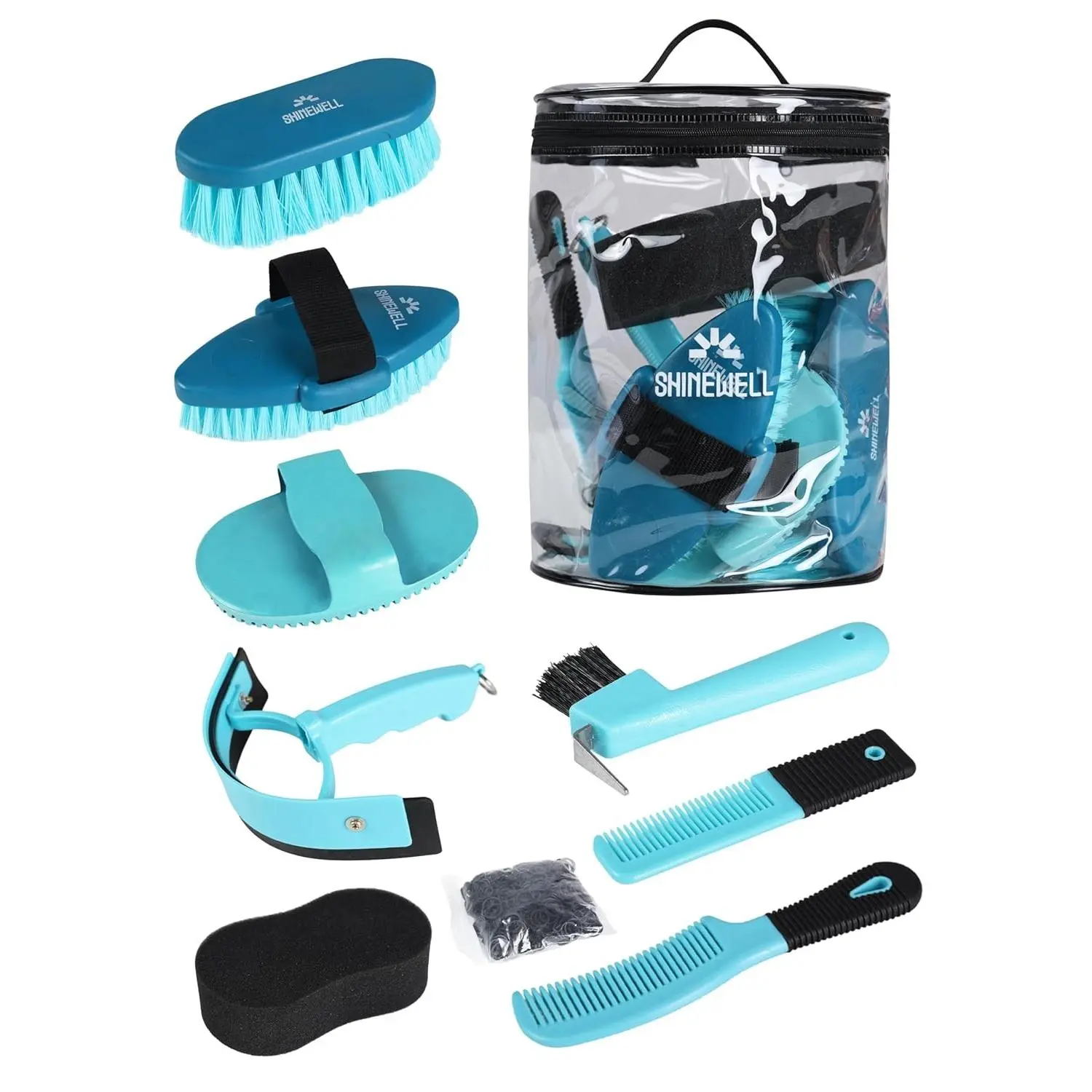 Horse Grooming Kit - Complete Equine Brush Tools for Daily Grooming & Shedding Care, Blue
