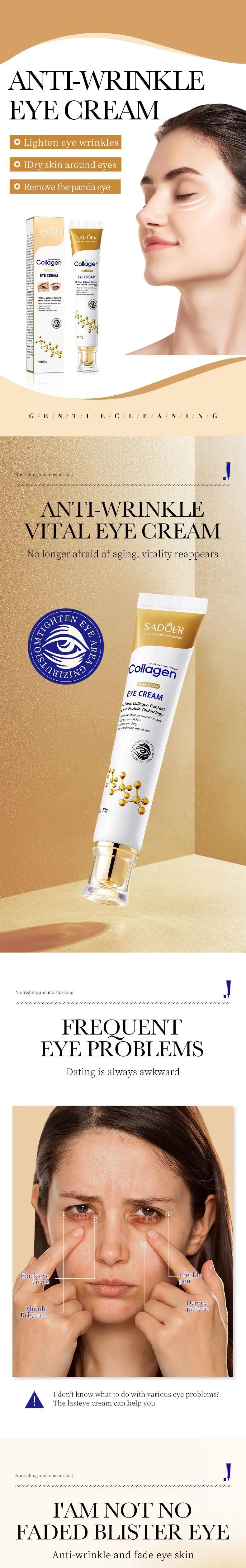 Instant Eye Bag Removal Cream Collagen Removal Wrinkles Firming Skin Fade Fine Lines Brighten Dark Circle Anti Puffiness 2024
