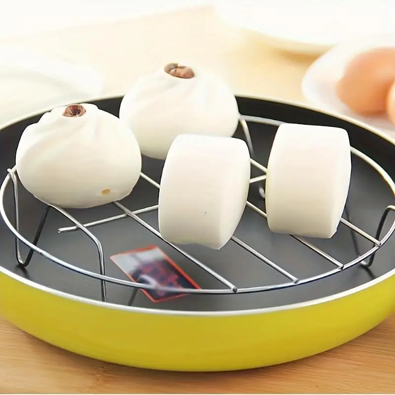 1pc Cooking Rack Round Stainless Steel, Steamer Rack, Kitchen Tools, High Foot Steaming Rack, Four-Cornered Cooking Steamer, Steaming Rack, Kitchen Tools, Kitchen Supplies