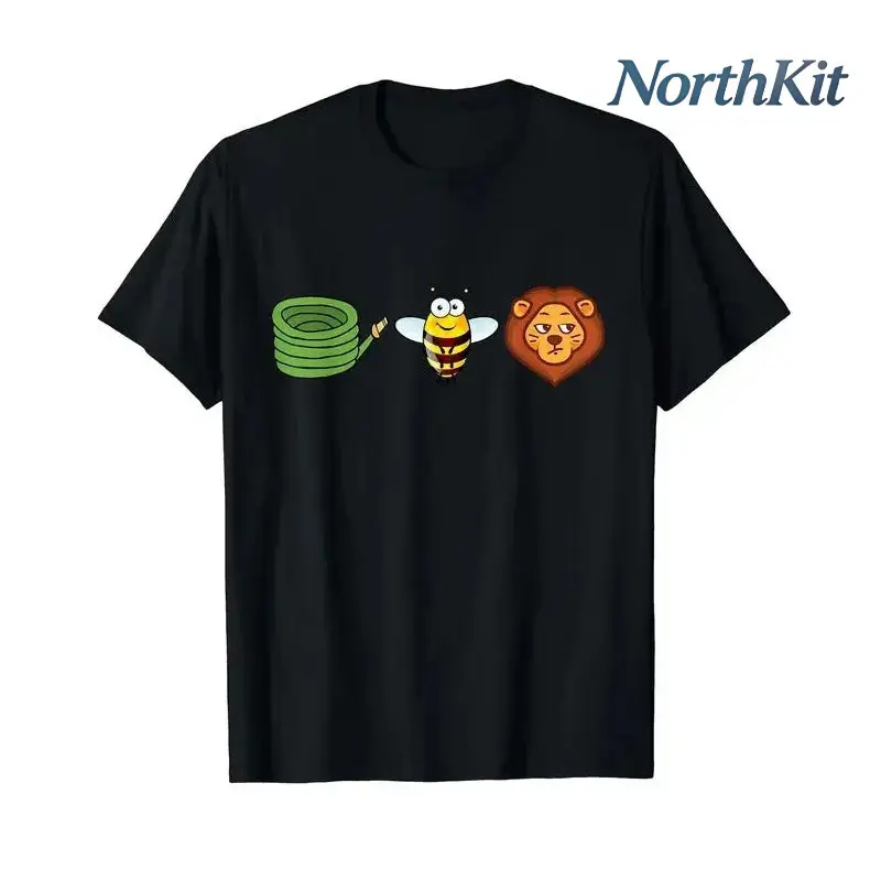 Hose Bee Lion Mens T Shirts fabric Short Sleeve T-Shirt Crew Neck Tees Casual Shirt