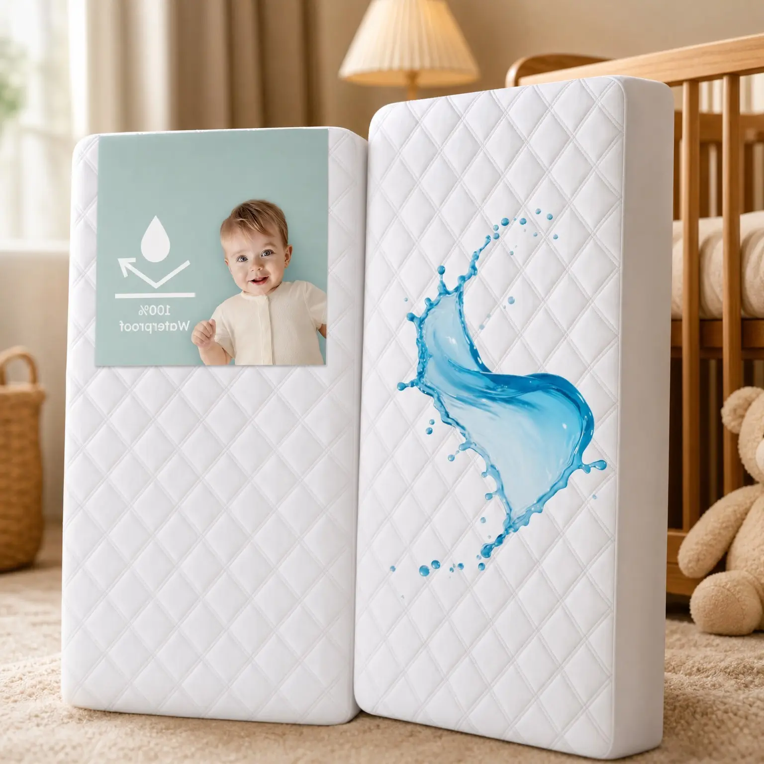 Waterproof Fitted Crib Mattress Protector Sheets, 2 Pack, 52''x28''Gift