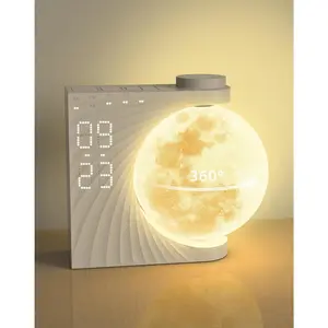 Sunrise  Clock for Bedrooms - Auto-Rotating Moon Lamp with Wake-Up Light & Night Light, 10 Nature Sounds,  Alarms for Heavy Sleepers, 30/60/90 Timer & Snooze
