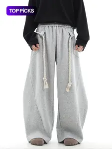 Men's Fashion Knife Cut Wide Leg Pants, Casual Loose-Fit Long Trousers, American Street Style, Perfect Gift for Him, Light, Knit, Casual loose fitted