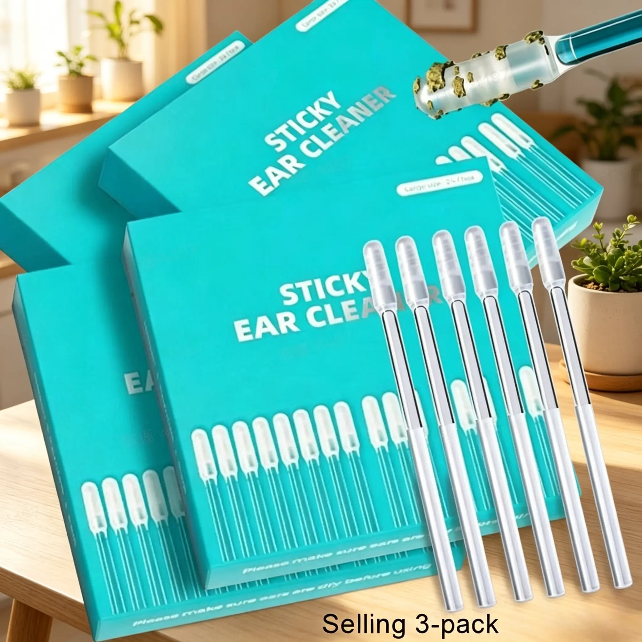 Painless sticky ear wax removal tool, Earwax removal tools, single-use sanitary sticky sticks with soft adhesive heads, gently clear ear buildup without hurting eardrums, portable ear cleaning kit for the whole family home & travel use