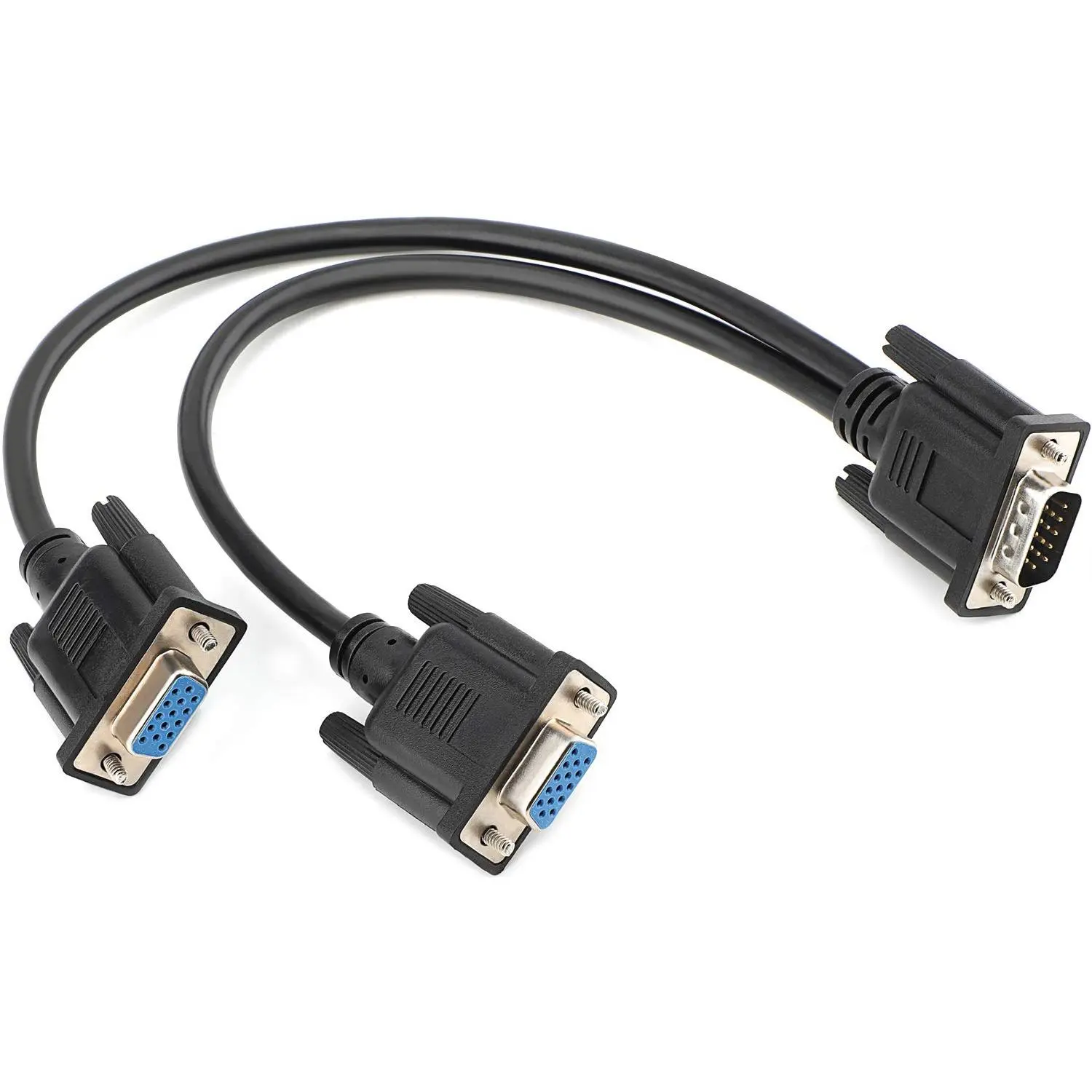VGA Y Splitter , VGA 1 Male to VGA 2 Female Adapter   VGA  Y  for Screen Duplication - 1 , Black (No Screen Extension)