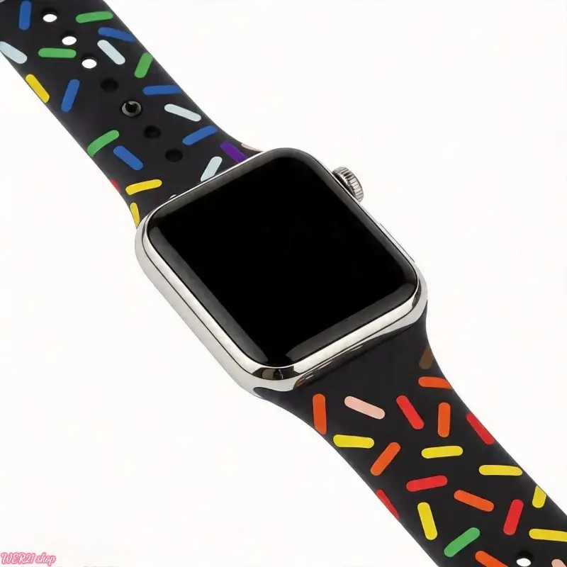 Strap 2026 Trending Rainbow-Colored Watch Band - Compatible with Apple Watch (Series 2, 3, 4, 5, 6, 7, 8, 9, 10, 11, SE) - Silicone Sports Band (Band Only) Wearable Chic Wristband