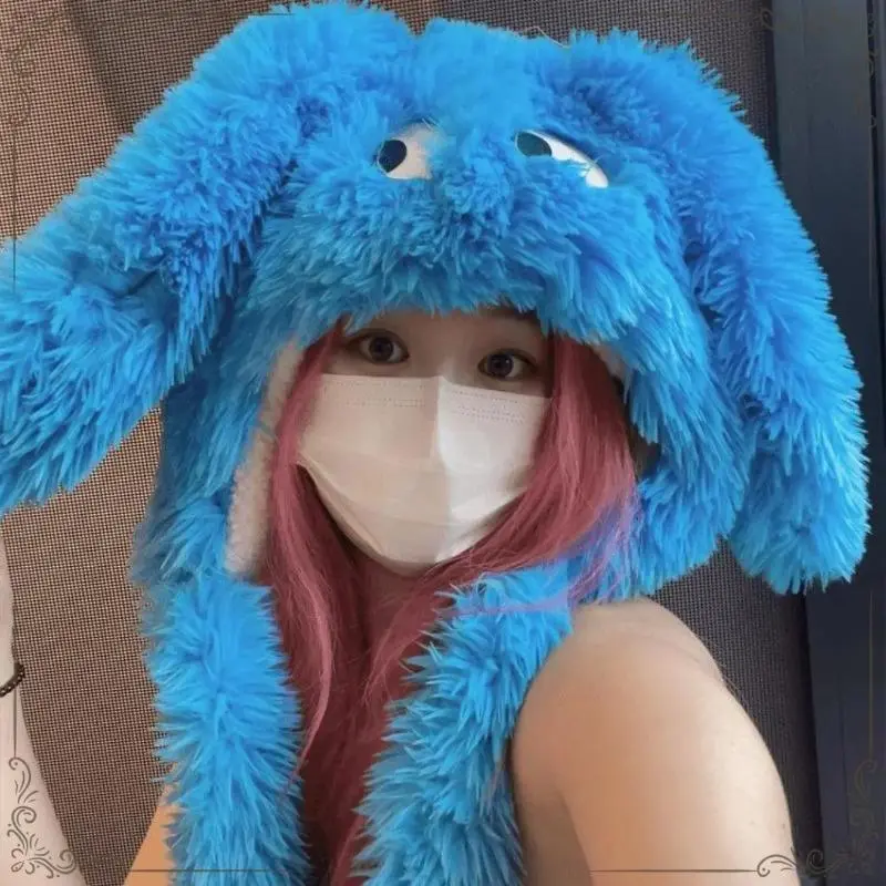 Plush Fur Puppy Ear Flap Beanie, Oversized Y2K Style Thick Warm Windproof Sports & Outdoor Hat with One Size Fit for Adults, Party Props & Cosplay Headwear