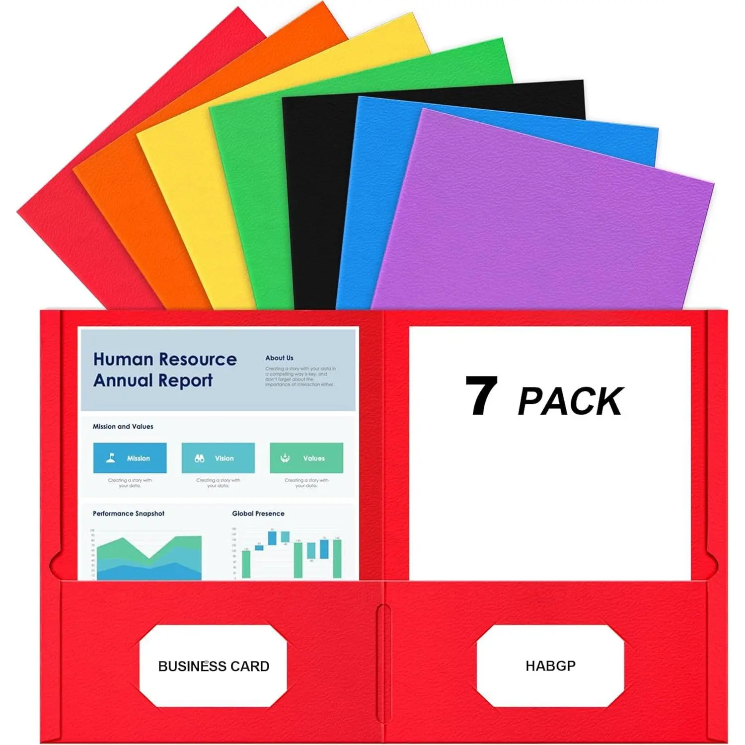 Two Pocket Folders 7 Pack Paper Folders with Pockets Fit 8.5 x 11 Letter Size Paper 7 Assorted Colors File Folders with Business Card Slots for School Office Home Business