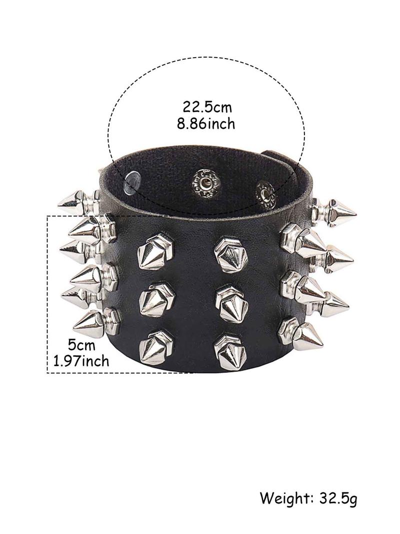 Punk Style Rivet Decorated Pu Leather Bangle, 2024 New Style Personality Exaggeration Jewelry for Party, Daily Clothing Decor, Trendy All-match & Exquisite Jewelry for Birthday Gift, Strap Bracelet, Stackable Bracelets