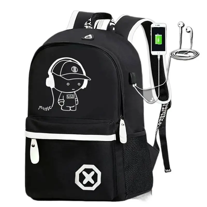 Boys' Fashionable Oxford Cloth Backpack - Back to School Haul, Basic Graphic Cartoon Print, Large Capacity, Lightweight, Burden-Reducing, Durable, Versatile for Middle-High School Students & All Seasons Casual Use