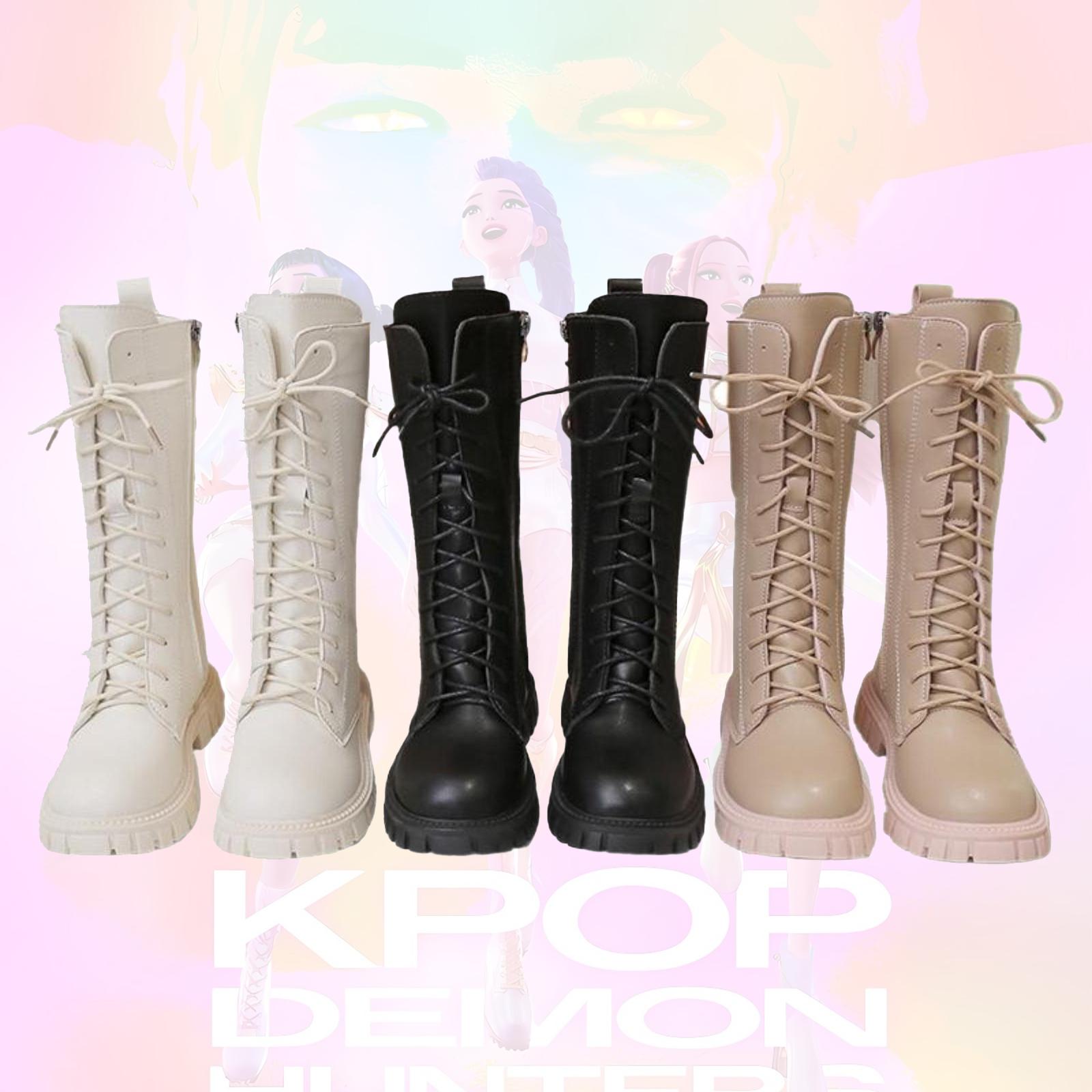 Fashion Music Style Combat Boots for Girls |     Gothic Demon Hunter Single Boots, Non-Slip Lightweight Halloween Role-Playing Daily Shoes