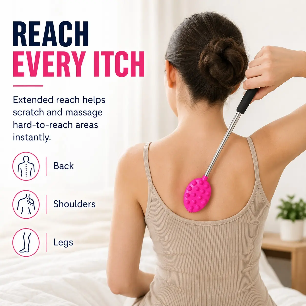 1 Pc Telescopic Back Scratcher – Extendable Stainless Steel Back Scratching Tool, Palm-Shaped Body Massager, Portable Itch Relief Scratcher, Handheld Back Massage Tool and Scalp Massager.