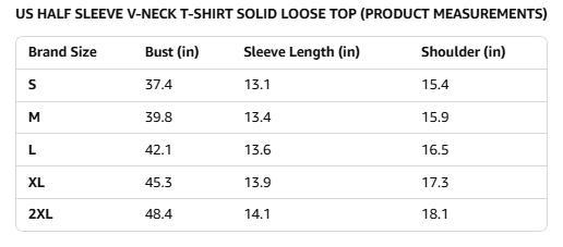 Imily Bela Women Fashion Half Sleeve V-Neck T-Shirt Solid Loose Basic Tops