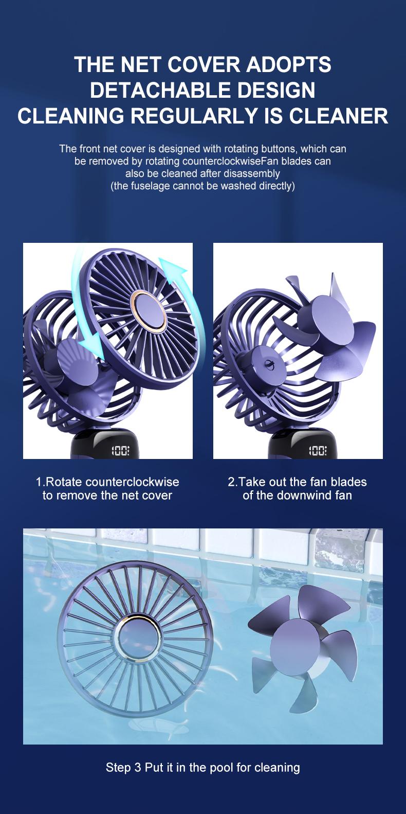 USB Handheld Mini Fan Foldable Portable Neck Hanging Fans 5 Speed USB Rechargeable Fan with Phone Stand and Display Screen turbofan summer small hand body