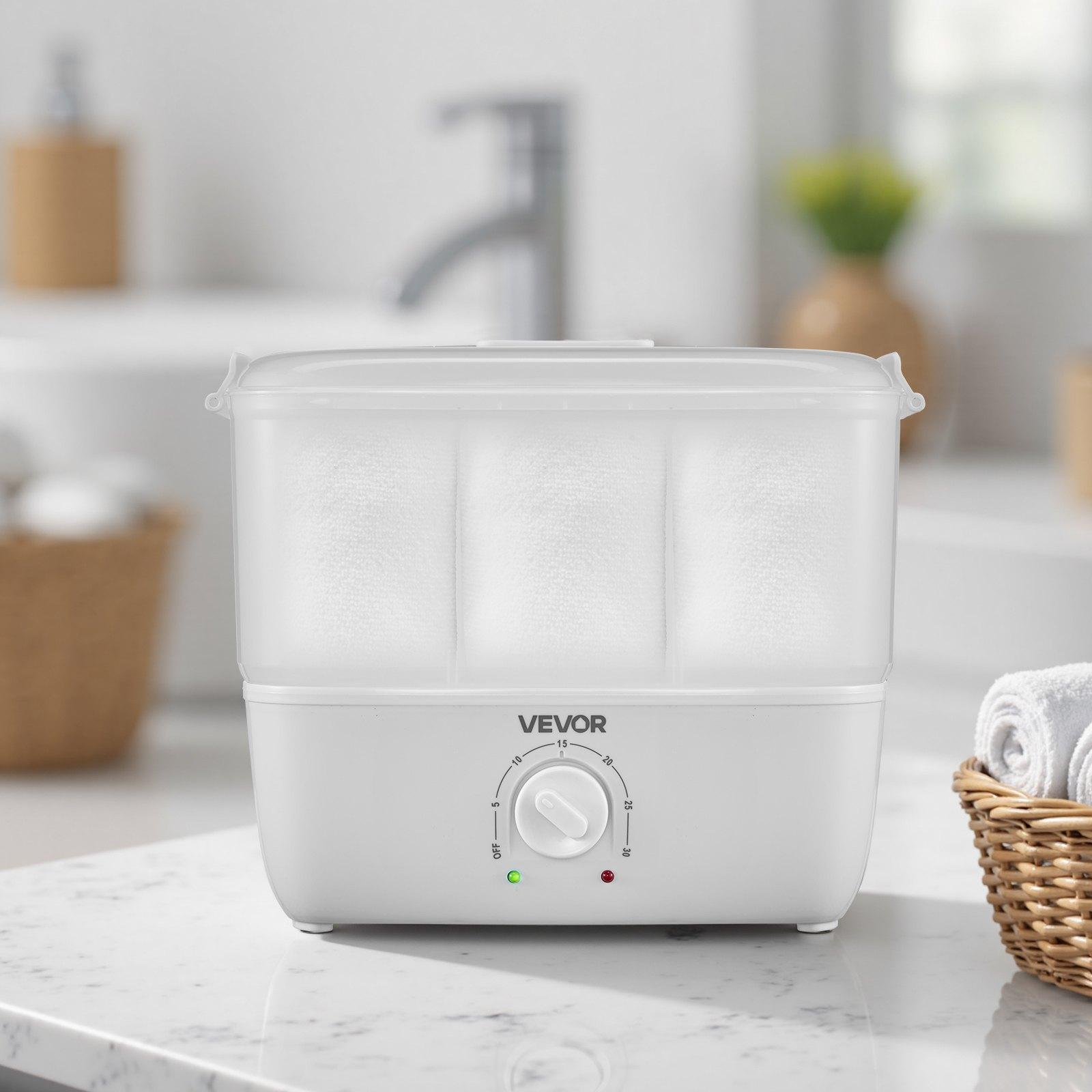 VEVOR Hot Towel Warmer, 1.1 gal Small Towel Steamer with Clip & Indicator, Holds 12-15 Towels, Portable Facial Warmer Quickly Heats Up in 5 Minutes, for Spa, Barber, Manicures, Massage, Salon, White