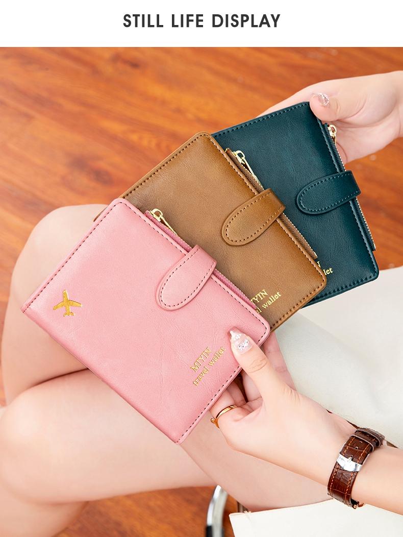 Creative Airplane Pattern Travel Passport Holder with Zipper bag RFID Blocking Passport Protective Bag Document Cover Minimalist Solid Color Business Trip Essential Passport  Wallet Lightweight Portable Travel Wallet Multi-Functional Card Holder Passport