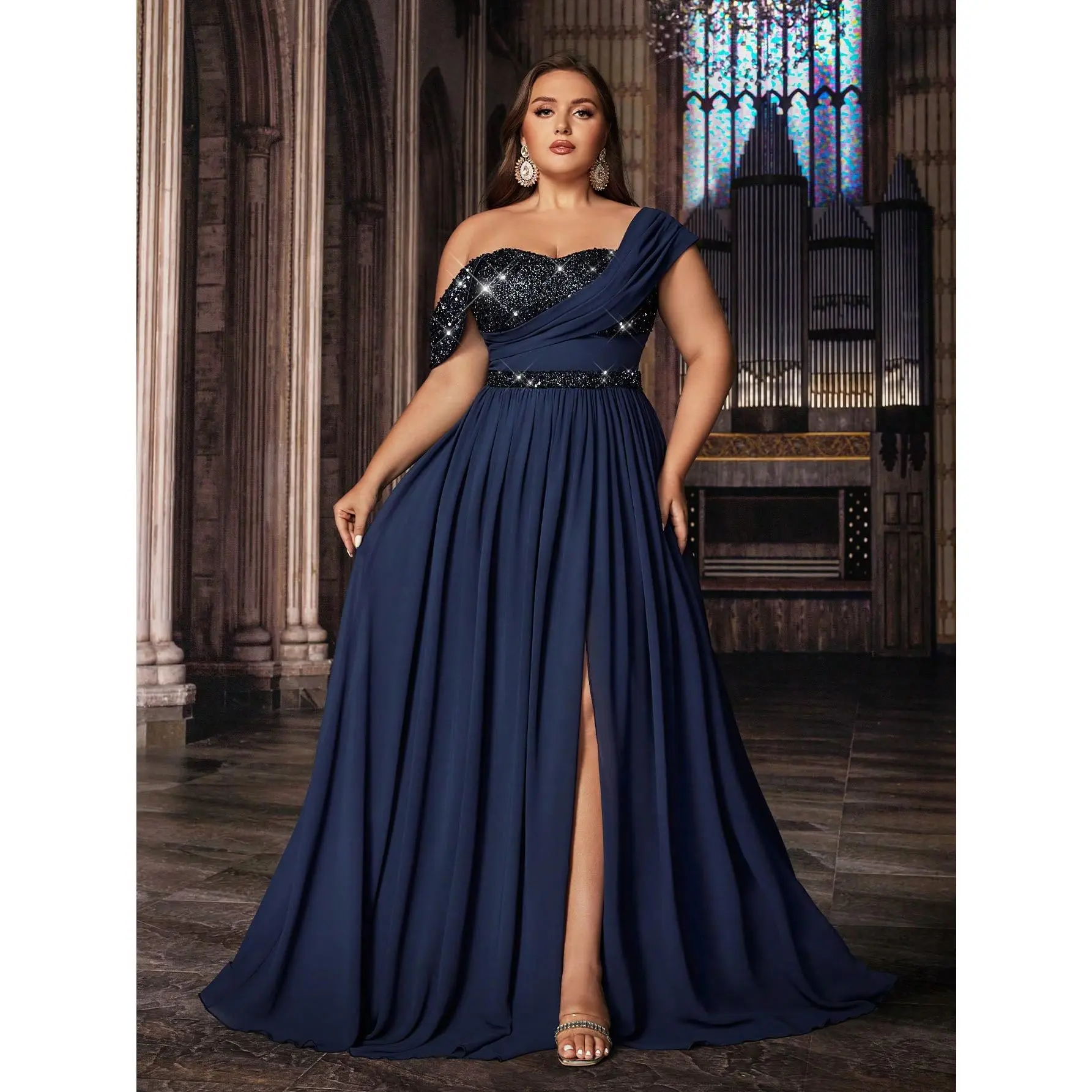 Women Plus Size Brismaid Dresses Sequin Summer Maxi Dress A Line Wedding Guest Prom Evening Party Cocktail Gown