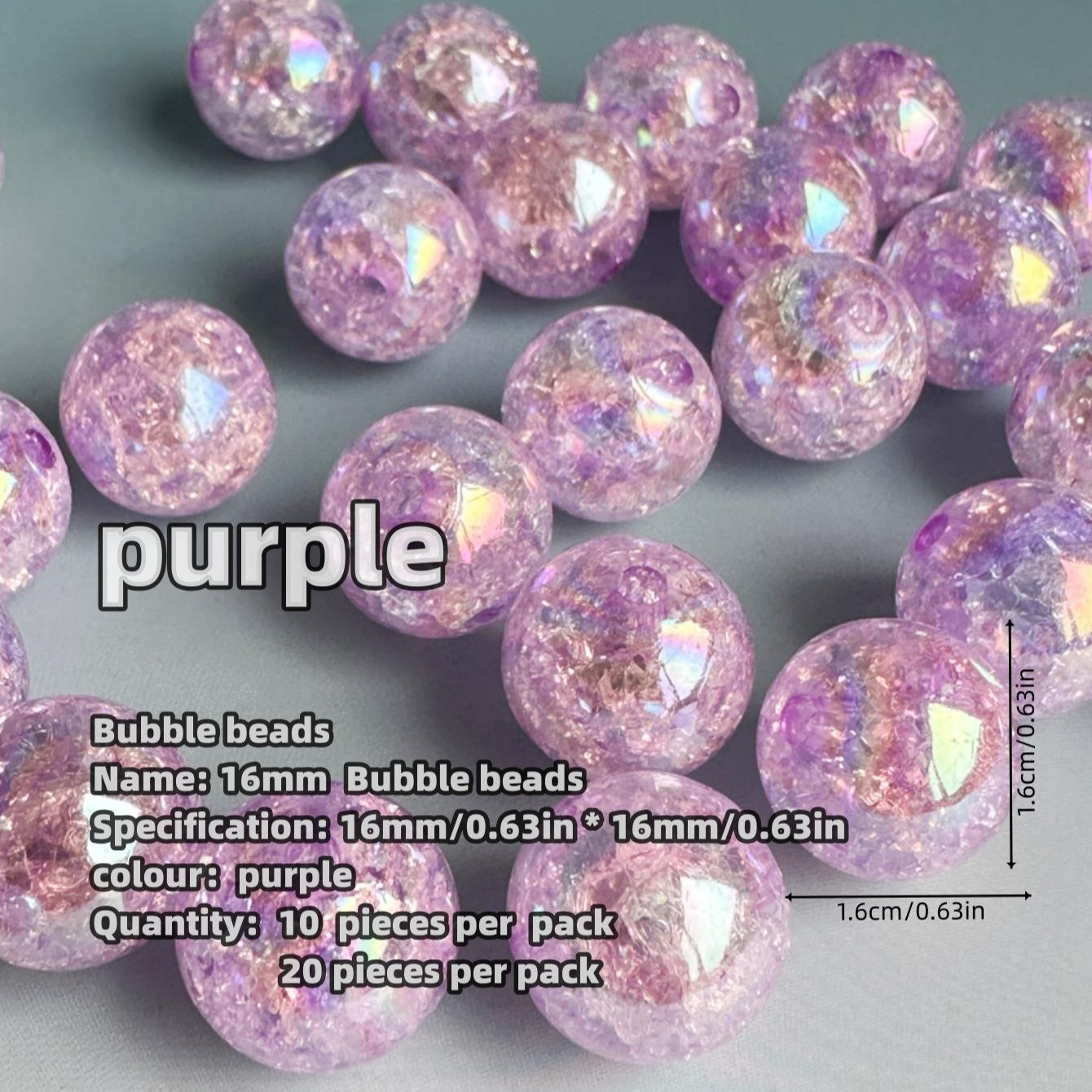 16mm Glitter Bubble Bead (20pcs/set), Shiny Round Beads for DIY Necklace Bracelet Phone Bag Pendant, Jewelry Making Supplies, Beading & Jewellery Making Material, DIY Beading Accessories, Christmas Gift