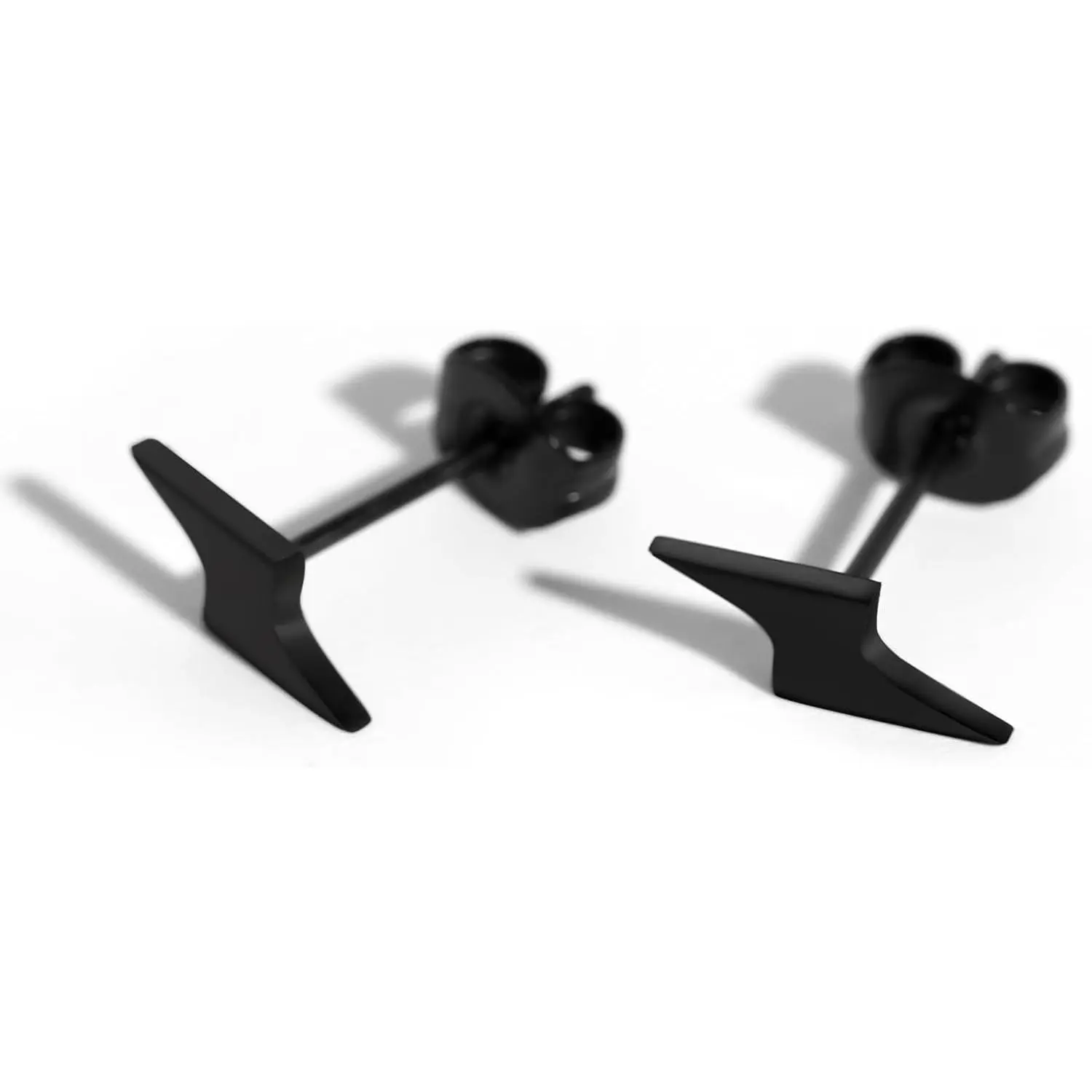 TGNEL Black Lightning Earrings Pure Titanium Earrings Studs Hypoallergenic Earrings for Men Women Sensitive Ears Birthday Father Gift for Him