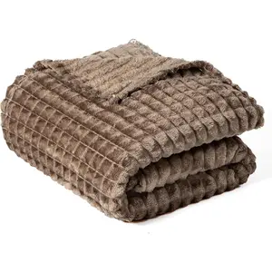 Ultra Soft Jacquard Sherpa Throw Blanket, Lightweight Yet Cozy, Versatile Couch and Travel Blanket, Checker Pattern, Multiple Sizes and Colors, Easy-Care and Durable,50x60 Inches