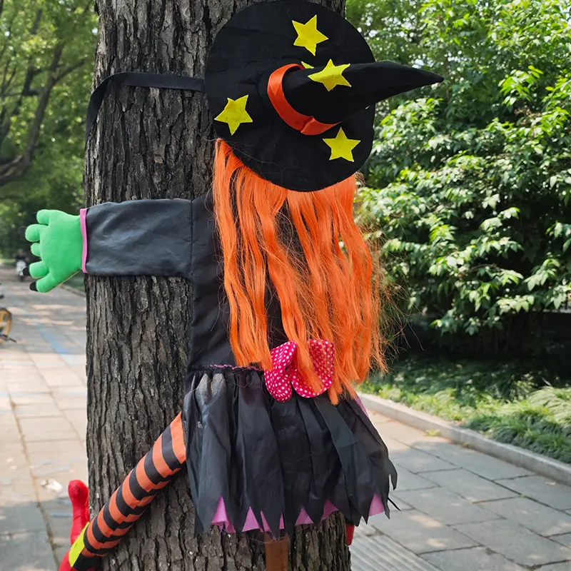 Tree Climbing Witch Ornament Halloween Outdoor Hanging Prop For Spooky Party Decoration
